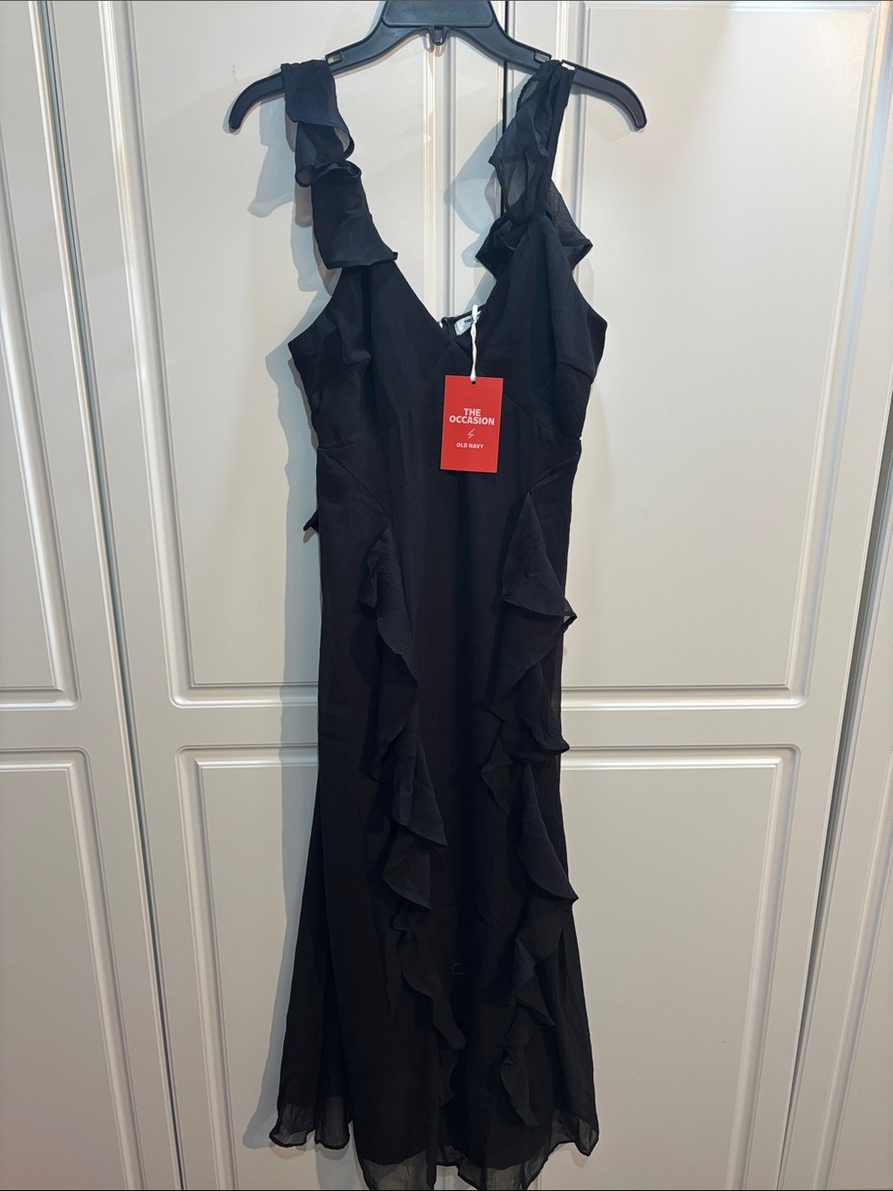 Old Navy Black Ruffle Midi Dress